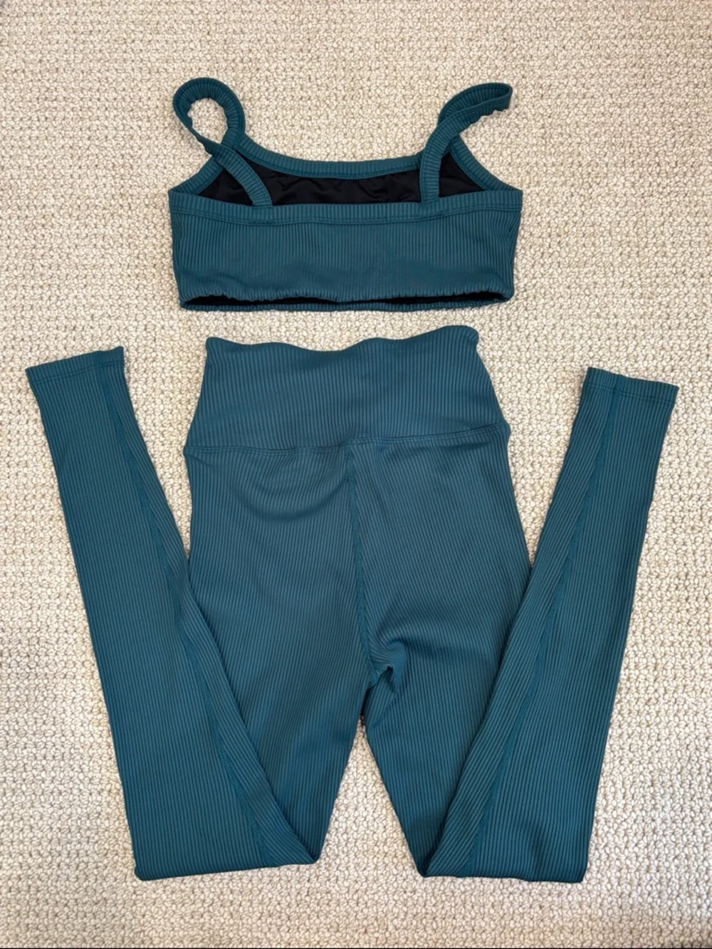 Year of Ours Teal Ribbed Active Set - Teal & Black - Picture 4 of 4
